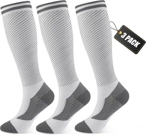 Vista 7 de FULLSOFT Calcetines de compresión graduados médicos de 30-40 mmHg para mujeres y hombres, calcetines de circulación hasta la rodilla, calcetines