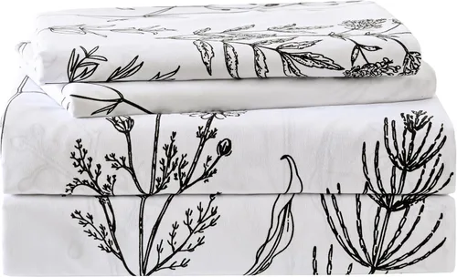 Vista 56 de Yibeizi - Juego de sábanas con estampado floral para cama de tamaño queen, sábanas de microfibra con patrón botánico boho, fundas para almohada