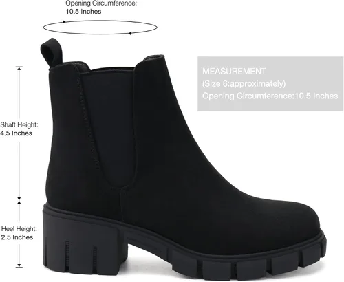 Vista 20 de starmerx Botines de plataforma para mujer, botas Chelsea elásticas, tacón medio, botines sin cordones