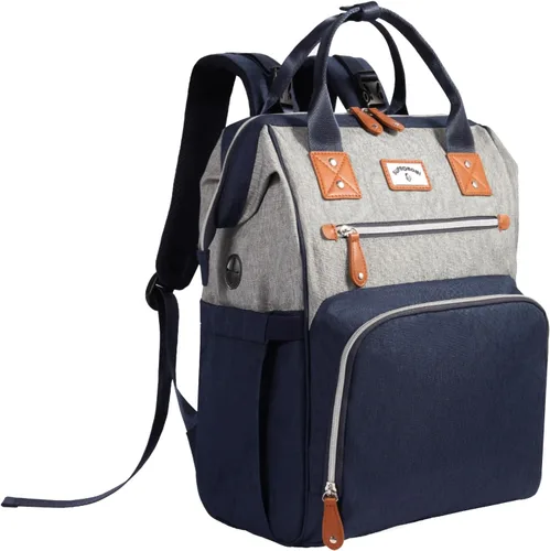Vista 12 de Mochila para pañales: bolsa de bebé para niño y niña, bolsa grande para mamá, bolsillos aislados, agujeros para cargador para hombres y mujeres