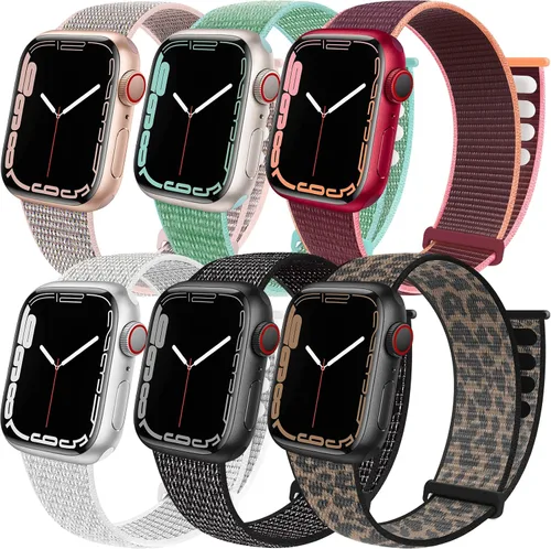 Vista 16 de Paquete de 6 correas deportivas compatibles con Apple Watch de 1.496 in 1.575 in 1.614 in 1.654 in 1.732 in 1.772 in 1.811 in 1.929 in para iWatch