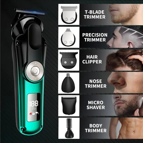 Vista 3 de BILLAR Kit de aseo profesional 6 en 1 para bigote, cuerpo, 17 piezas todo en uno para hombre y cortapelos, nariz, oído, cuerpo y cara, maquinilla