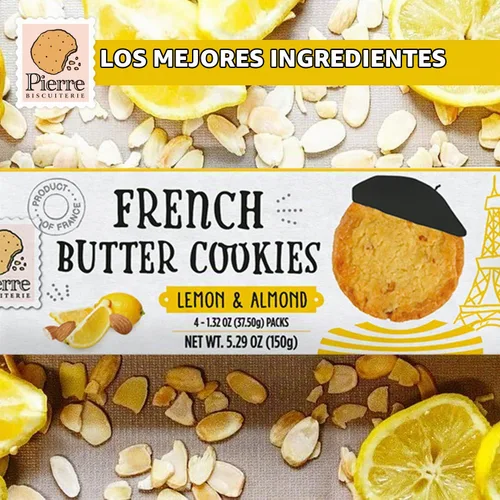 Vista 3 de Pierre Biscuiterie Galletas de mantequilla francesa con limón y almendra, caja de 5.29 onzas (paquete de 1)