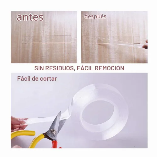Vista 8 de Cinta de doble cara resistente, nanocinta extraíble de 16.5 pies, cinta adhesiva transparente para póster, sin residuos, cinta multiusos para colgar