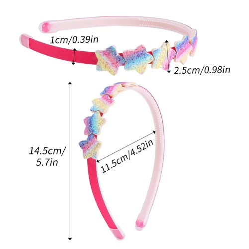Vista 2 de Diademas para niñas, 10 unidades, diadema brillante para bebé, bandas para el cabello con purpurina, bandas coloridas para la cabeza para niñas