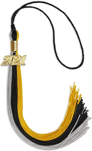 Vista 21 de Endea - Borla de graduación de triple color con gota de fecha dorada (negro/dorado/granate, 2020)
