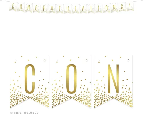 Vista 13 de Andaz Press Decoraciones divertidas de pancarta con diseño de confeti dorado metálico sobre blanco para fiestas de jubilación, la aventura comienza