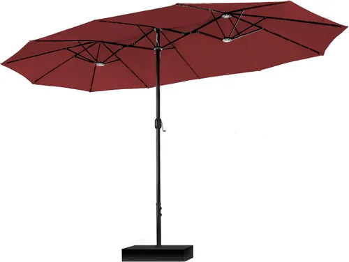 Vista 16 de PHI VILLA Sombrilla grande de 15 pies para patio con base incluida, sombrilla de doble cara rectangular para exteriores de gran tamaño con soporte
