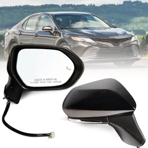 Vista 8 de Espejo lateral izquierdo del conductor Compatible con Toyota Camry 2018-2024 con vidrio eléctrico sin calefacción sin señales de giro sin punto Negro