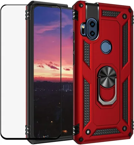 Vista 3 de YaHan Funda híbrida para Motorola Moto One Hyper con anillo giratorio de 360 grados, función atril híbrida, de doble capa, a prueba de golpes