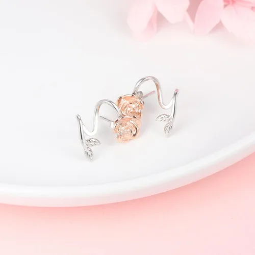 Vista 4 de Aretes de plata de ley 925, chapados en oro rosa, hipoalergénicos, rosagirasol, regalos de joyería para mujeres, mamá, madre, esposa, novia, Metal