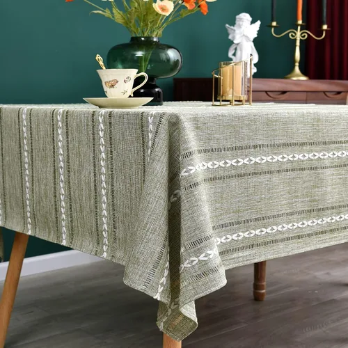 Vista 20 de NEWISHER Mantel cuadrado pequeño bordado rústico de 20 x 20 pulgadas, mantel de tela jacquard a rayas lavable para mesa de comedor para mesita