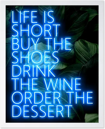 Vista 29 de Poster Master Life Is Short - Póster con texto en inglés "Buy the Shoes", impresión motivacional, arte neón, arte moderno, regalo para hombres