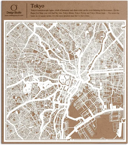 Vista 38 de O3 Design Studio Aberdeen - Mapa de papel cortado en papel blanco de 12 x 12 pulgadas