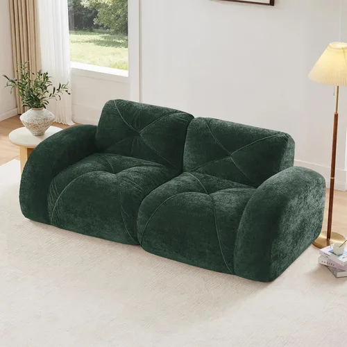 Vista 39 de Sofás modulares modulares de 110.6 pulgadas para sala de estar, sofá moderno de terciopelo sin hueso, no requiere montaje, cómodo sofá sin hueso