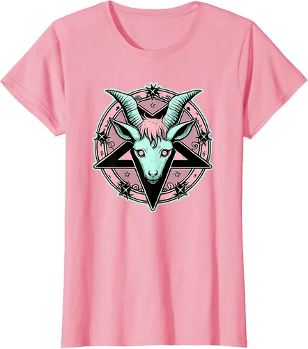 Vista 11 de Camiseta Kawaii Paste Creepy Goat Pentacle, Negro