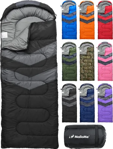 Vista 27 de MalloMe Sacos de dormir para adultos en clima frío y cálido – Saco de dormir para niños, niñas, niños – Accesorios ligeros esenciales de camping