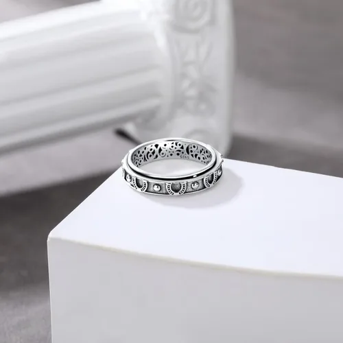 Vista 22 de YAFEINI Anillo giratorio de plata de ley para mujer, nudo celta, girasol, margarita, corazón, árbol de la vida, joyería de regalo para mujeres