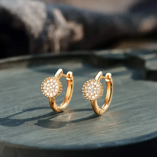 Vista 5 de VACRONA - Aretes tipo arracada de aro para mujer, chapados en oro de 14 quilates, diseño de Huggie