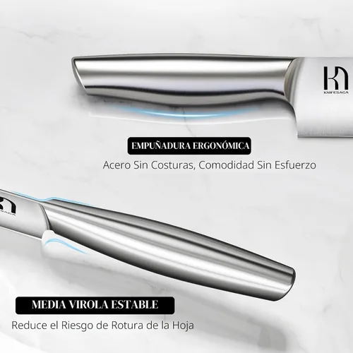 Vista 5 de Juego de cuchillos KnifeSaga Premium, juego de bloque de cuchillos de cocina 14 piezas de acero inoxidable de alto carbono japonés extremadamente