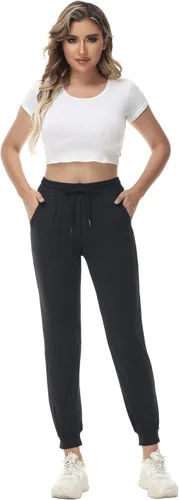 Vista 2 de ZTN Pantalones deportivos con cordón para mujer, pantalones deportivos para entrenamiento, senderismo, casuales, ligeros, con puños cónicos