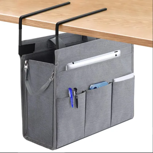 Vista 9 de MASTLU Bolsa de almacenamiento para colgar debajo del escritorio, organizador de escritorio, bolsa de almacenamiento lateral de oficina, compatible