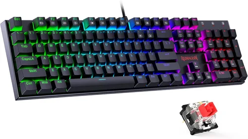 Vista 10 de Redragon Teclado Mecánico para Juegos con Cable, 11 Modos Retroiluminados Programables, Interruptor Rojo Intercambiable en Caliente, Anti-Ghosting