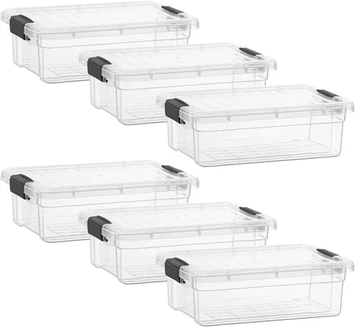 Vista 13 de Superio Contenedor de plástico transparente de 7.4 cuartos con tapa, no tóxico, sin BPA, sin olor, caja de almacenamiento organizadora, recipiente