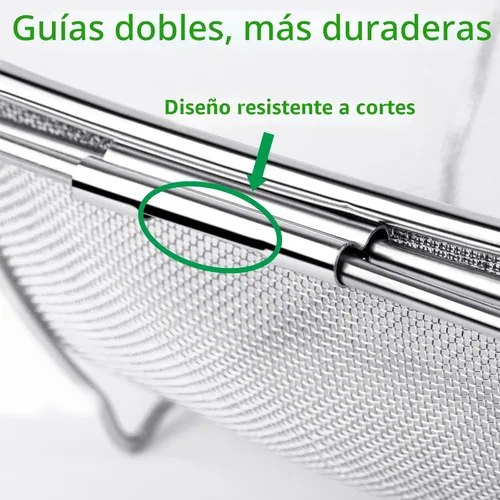 Vista 5 de Tiawudi Colador grande sobre el fregadero de 6 cuartos de galón, resistente 40% más grueso, acero inoxidable 18/8, cesta coladora de malla fina