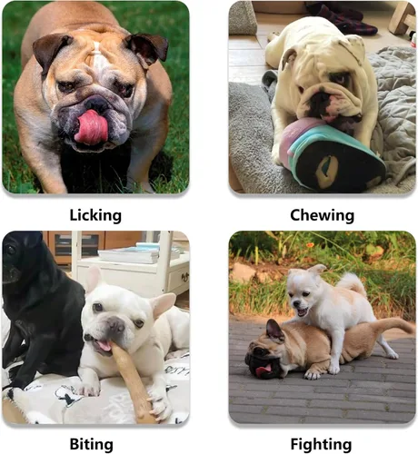 Vista 6 de OHCOZZY Bozal corto para perro, no cubre la frente, bozal de bulldog ajustable, malla transpirable ajustable, antimordeduras y ladridos (S, negro)