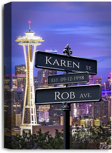 Vista 15 de IPIC - Personalized Framed Canvas with Custom Street Sign in Boston Personalized Street Signs with Names, Custom Canvas Print, Boston Sunset