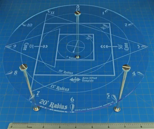 Vista 3 de LITKO Plantilla de daño y hechizo de RPG elevado para TTRPG Plantilla de efecto de área Compatible con DND y Pathfinder Games 5E Dungeons and