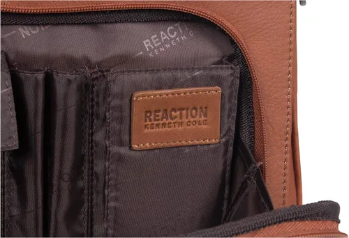 Vista 12 de Kenneth Cole REACTION "Out of the Bag" Manhattan - Bolso bandolera de cuero colombiano para laptop de 15.6" para viajes y negocios