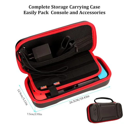 Vista 3 de Switch Accessories Bundle for Nintendo Switch Games Kit with Carrying Case Steering Wheels Screen Protectors Charging Dock Grips Caps 23 in 1