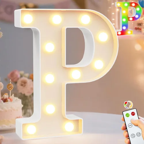 Vista 52 de Pooqla Letras con luces LED de marquesina, letras decorativas iluminadas en blanco cálido y blanco frío, letras del alfabeto iluminadas para niños