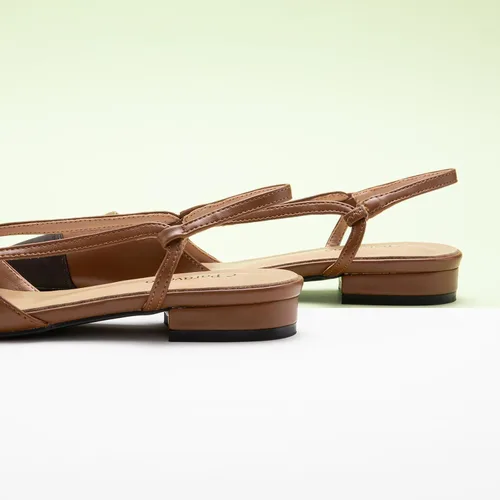 Vista 3 de C.Paravano Zapatos planos de cuero con talón descubierto para mujer Zapatos planos con puntera puntiaguda Sandalias de tacón cómodo Zapatos