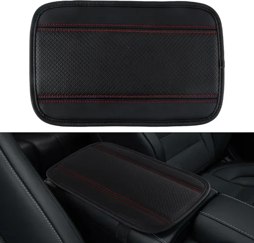 Vista 9 de Amiss - Funda consola central de automóvil, impermeable, transpirable, ajuste universal, accesorios para reposabrazos de cuero para proteger la negro