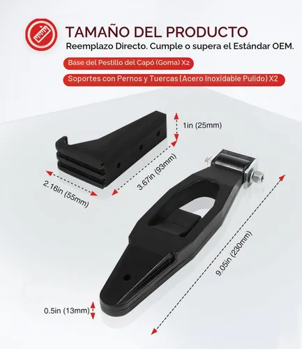 Vista 6 de Paquete de 2 para base de pestillo de campana Peterbilt Kenworth