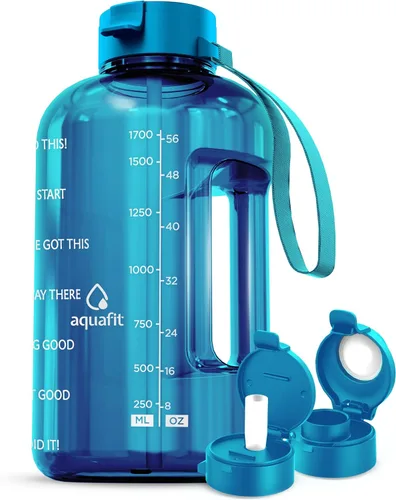 Vista 15 de AQUAFIT 1 Gallon Water Bottle with Time Marker Aguamarina