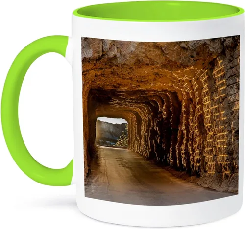 Vista 13 de 3dRose Tunnel on Iron Mountain Road at Sunset 11oz Two-Tone Black Mug