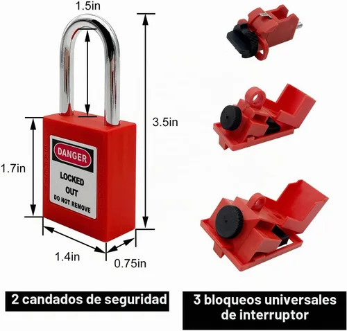 Vista 4 de Kit de Bloqueo y Etiquetado - Abrazadera para Disyuntor de Circuito, Abrazaderas de Grupo, Etiqueta, Disyuntor Universal Multi-Pole con Bolsa
