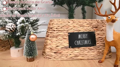 Vista 3 de Rae Dunn Collar de árbol de Navidad – Decoración de base para cubrir el soporte del árbol de Navidad artificial – Decoración rústica y de granja