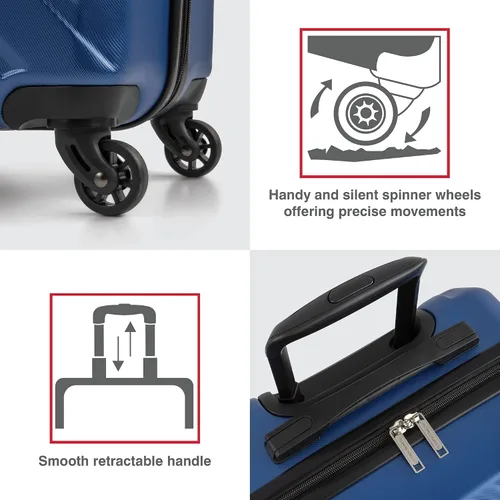 Vista 5 de SWISS MOBILITY AHB Collection - Equipaje giratorio de carcasa rígida para aviones, maleta expandible con ruedas giratorias de 360 grados, mango