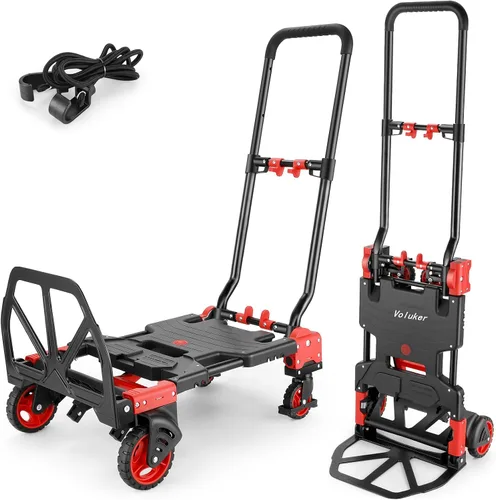 Vista 12 de Carro de mano plegable 2 en 1, carrito retráctil de 330 libras, 4 y 2