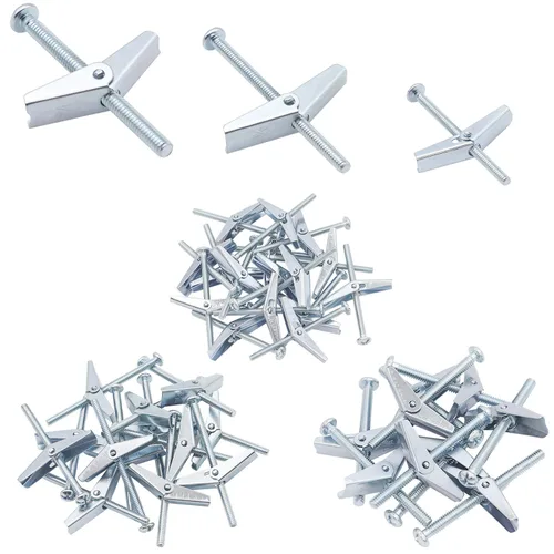 Vista 11 de HELIFOUNER 10 anclajes de palanca de 1/4 de pulgada para paneles de yeso, pernos de anclaje, anclajes para paneles de yeso, tornillos con anclajes