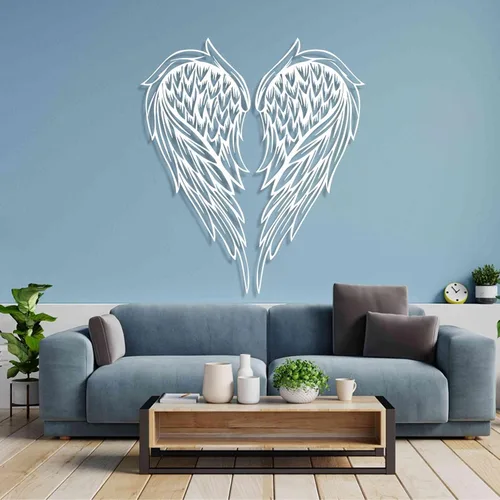 Vista 5 de Cadeali Arte de pared de metal con alas de ángel, decoración de escultura de pared de alas de ángel, decoración de pared de metal, para colgar