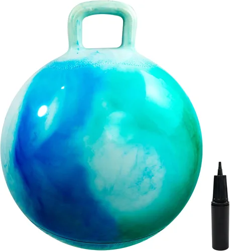 Vista 8 de Pelota saltarina, juguetes de dinosaurio para saltar para niños, pelota hinchable de 18 pulgadas con asa, juguetes saltarines azules inflables