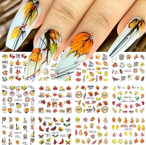 Vista 26 de 5 hojas de calcomanías de arte de uñas de mariposa, 3D coloridas mariposas, suministros de arte de uñas, mariposas, flores, calcomanías Con