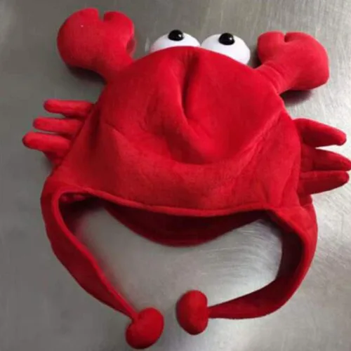 Vista 2 de NUOBESTY Accesorios Sombreros de disfraz de cangrejo rojo, divertido sombrero de felpa Bopper, gorra de langosta para cosplay, accesorios de fotos
