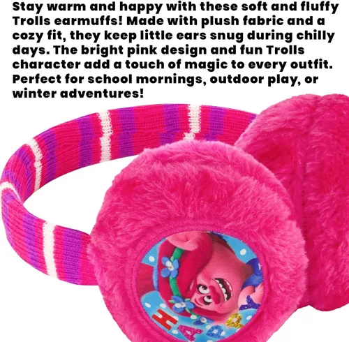 Vista 10 de DREAMWORKS TROLLS Conjunto de gorro de invierno y guantes para niñas, bufanda o orejeras, amapola para edades de 4 a 7 años
